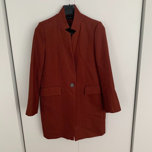 Zara Jackets & Blazers - ZARA CARAMEL LONG BLAZER/JACKET SIZE M